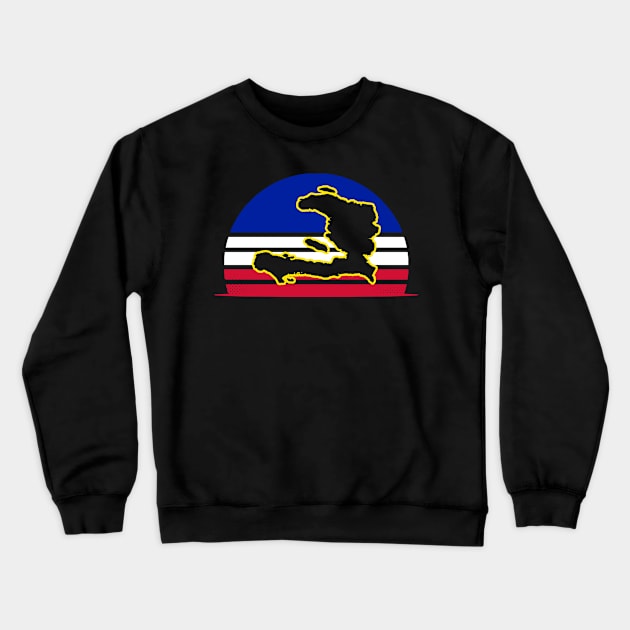 Haiti Flag Shirt | Vintage Retro Sunset Gift Crewneck Sweatshirt by Gawkclothing